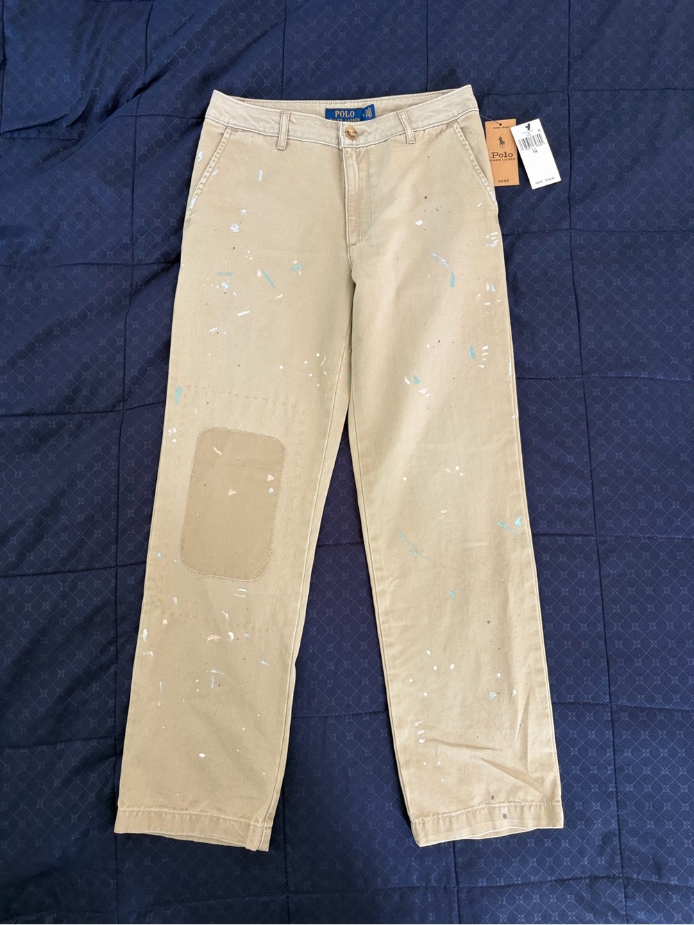 Polo by Ralph Lauren Tan Paint Splatter Cotton Chino Pants
